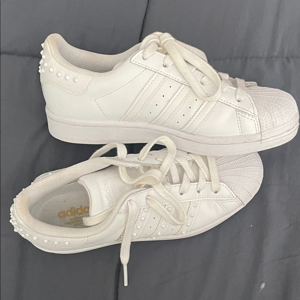 Vintage Adidas Superstar Women's White Studded Sneakers